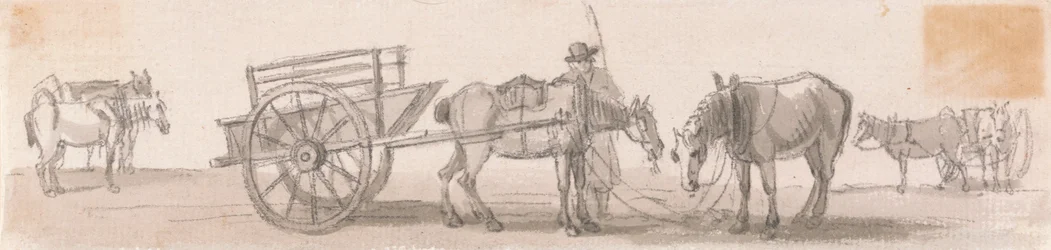 Chariot basculant à deux roues avec chevaux
